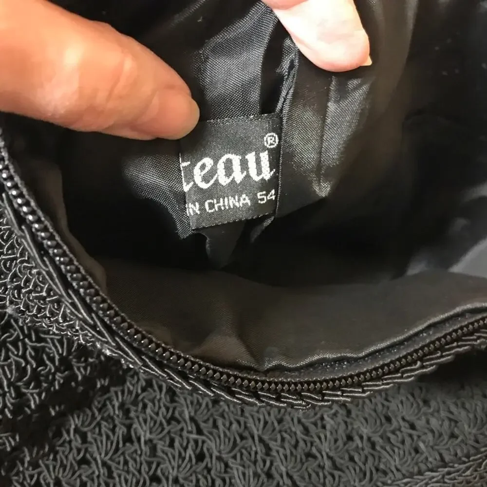 Chateau Vintage Black Knitted Satchel Bag